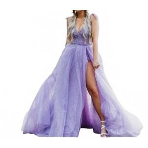 NEW SHERRI HILL feather shoulder strap gown in lilac